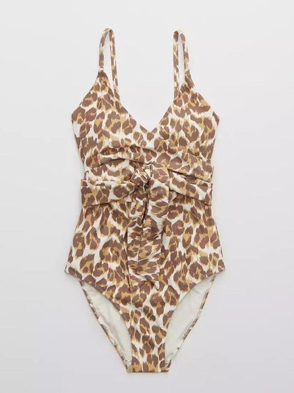 Animal Print Wrap One Piece Swimsuit - LuckyFash™