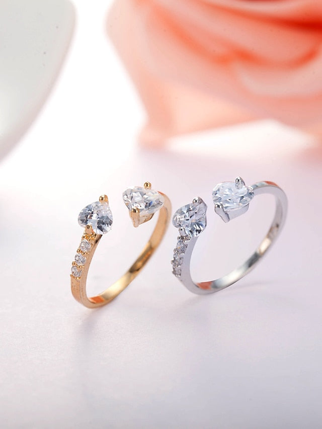 1PC Ring Midi Rings For Cubic Zirconia Clear Work Gift Daily Copper Rhinestone Briolette Happy for Women - LuckyFash™