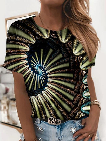 Architectural Printing Round Neck T-shirt - LuckyFash™