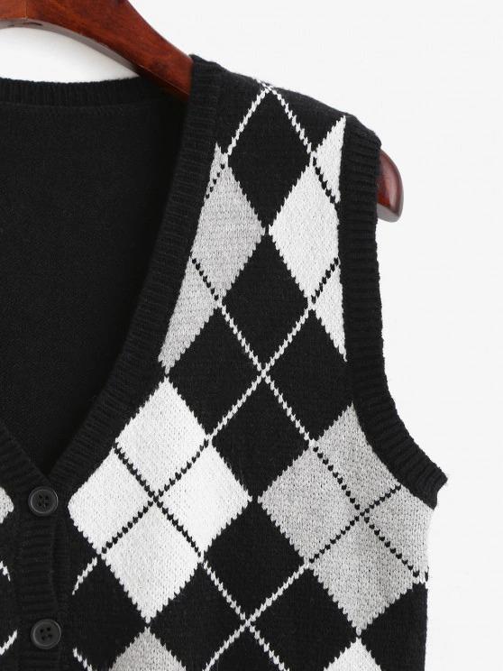 Argyle Button Up Sweater Vest - LuckyFash™