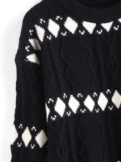 Argyle Graphic Cable Knitted Sweater - LuckyFash™