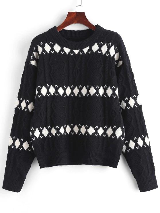 Argyle Graphic Cable Knitted Sweater - LuckyFash™