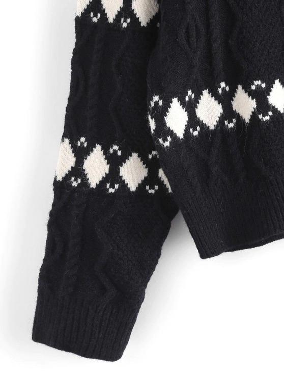 Argyle Graphic Cable Knitted Sweater - LuckyFash™