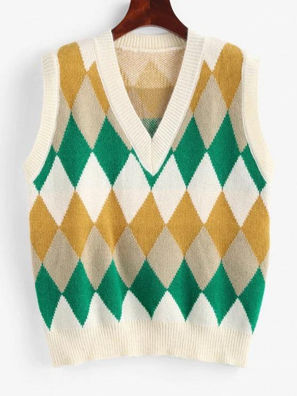 Argyle Knitted Preppy Sweater Vest - LuckyFash™