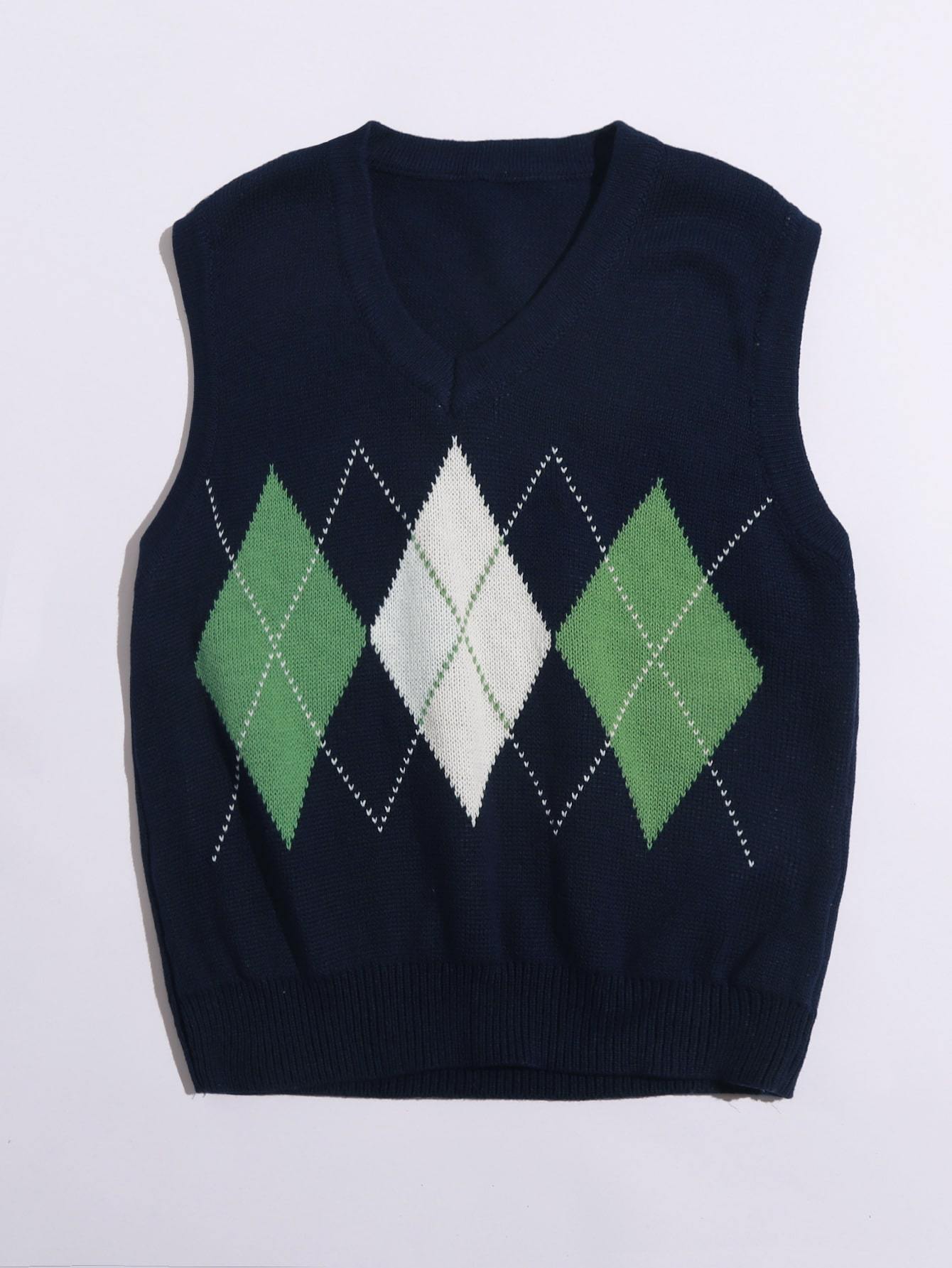 Argyle Pattern V-neck Sweater Vest - LuckyFash™