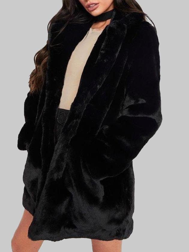 Artificial Wool Turn Down Collar Coat - LuckyFash™