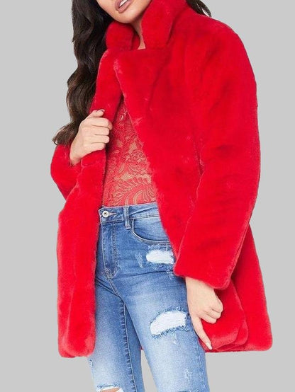 Artificial Wool Turn Down Collar Coat - LuckyFash™