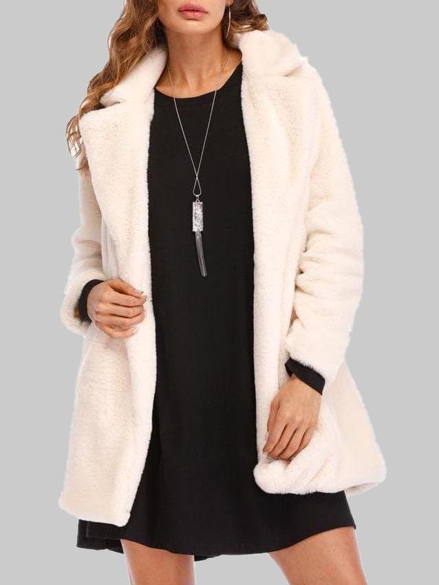 Artificial Wool Turn Down Collar Coat - LuckyFash™