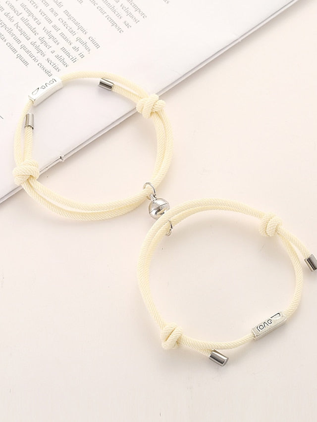 1 Pair Couple's Bracelet Magnetic Adjustable Romantic Series Love Simple Rope Bracelet Jewelry Milan For Gift - LuckyFash™