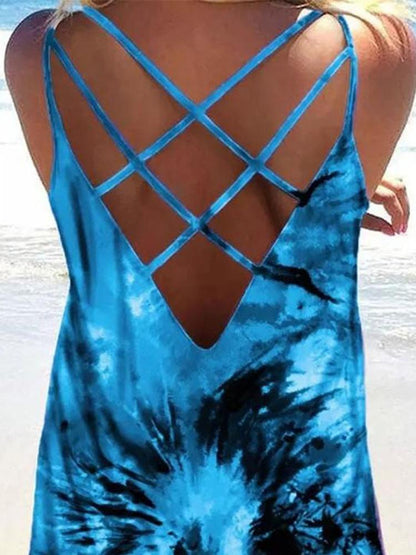 Backless Tie Dye Spaghetti Straps Sleeveless Tank Top - LuckyFash™