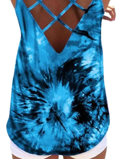 Backless Tie Dye Spaghetti Straps Sleeveless Tank Top - LuckyFash™