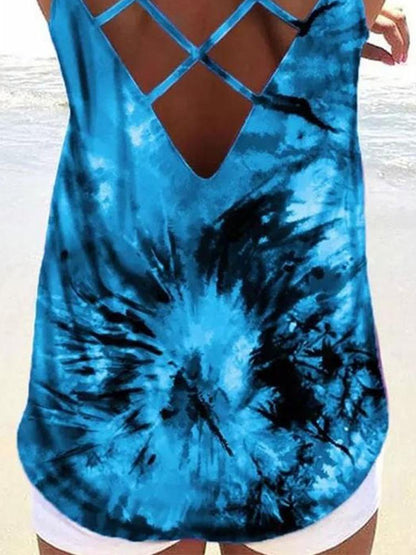 Backless Tie Dye Spaghetti Straps Sleeveless Tank Top - LuckyFash™