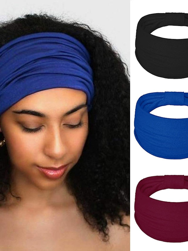 1pc Women's Headbands Bandana Hair Scarf For Street Gift Holiday Festival Head Classic Fabric Black Blue Burgundy - LuckyFash™