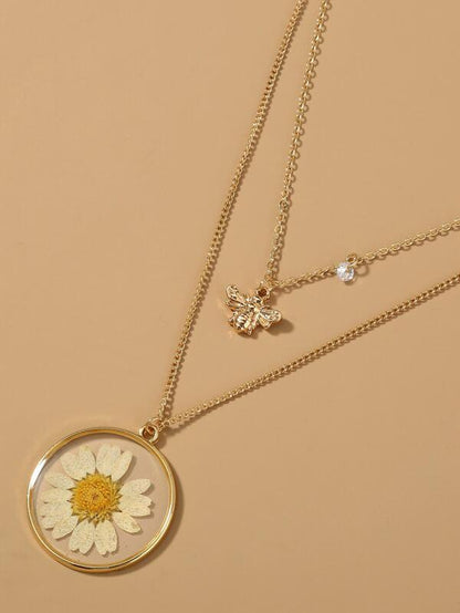 Bee & Flower Charm Layered Necklace - LuckyFash™