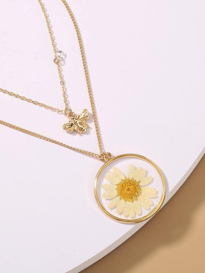 Bee & Flower Charm Layered Necklace - LuckyFash™