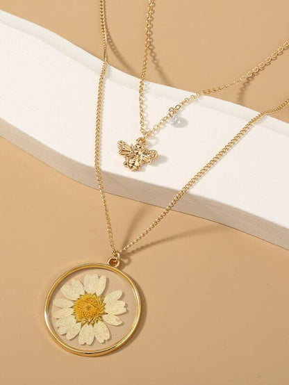 Bee & Flower Charm Layered Necklace - LuckyFash™