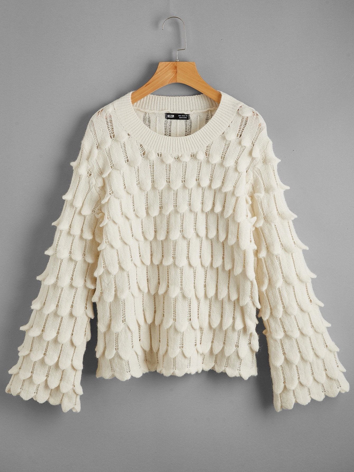 Bell Sleeve Pointelle Knit Sweater - LuckyFash™