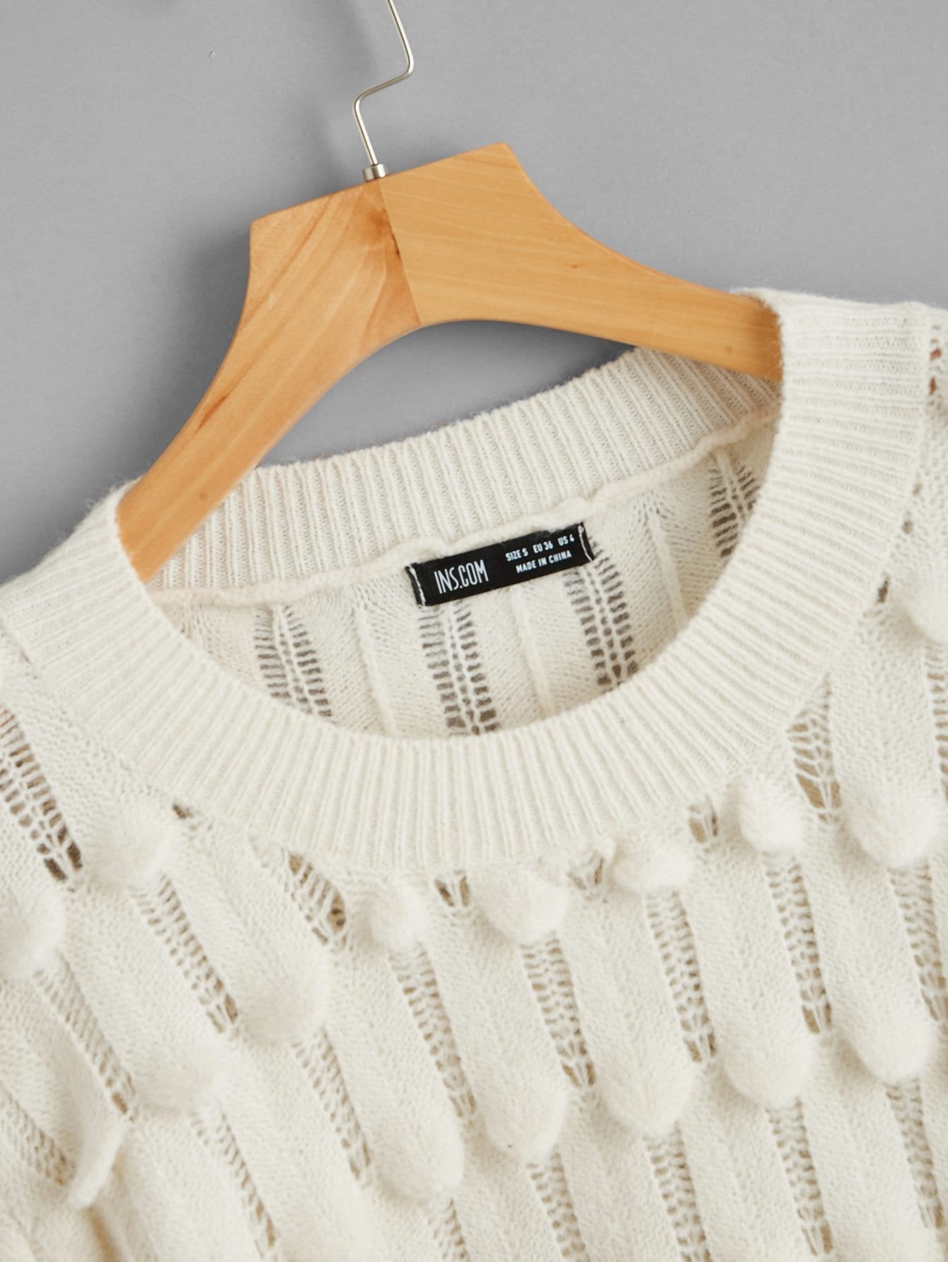 Bell Sleeve Pointelle Knit Sweater - LuckyFash™