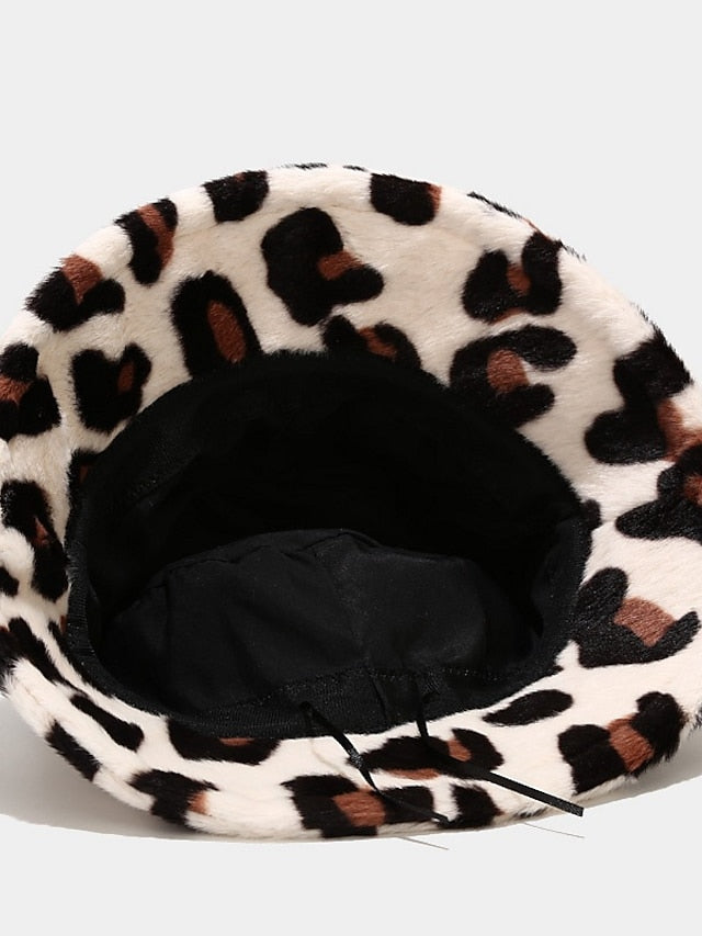 New Winter Bucket Hats Fluffy Fur Men Women Panama Hat Fashion Warm Fisherman Cap Multi Color Leopard Printed Hat - LuckyFash™