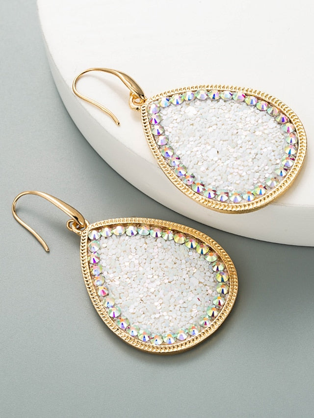 1 Pair Reinstone Sequins Shiny Earrings For Women's Party Evening Daily Prom Alloy Pear Cut - LuckyFash™