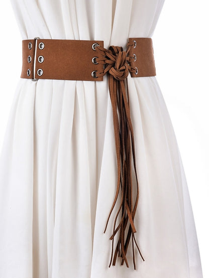 Women's Belt Leather Black Khaki Brown Coffee Wide Belt Outdoor Street Daily Holiday Pure Color / Vintage / Spring / Summer / Fall / Winter - LuckyFash™
