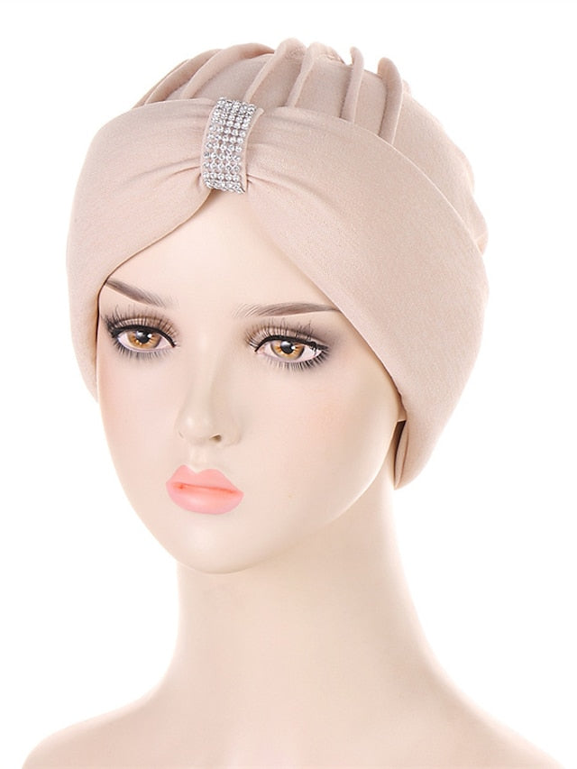 African Head Wraps Elegant Retro Turban for Women Muslim Headscarf Cap Soild Color Ladies Beanies Caps Muslim Headpiece - LuckyFash™