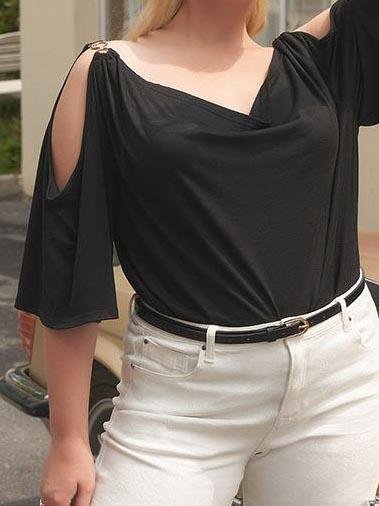 Black Loose Strapless Sling Blouses - LuckyFash™