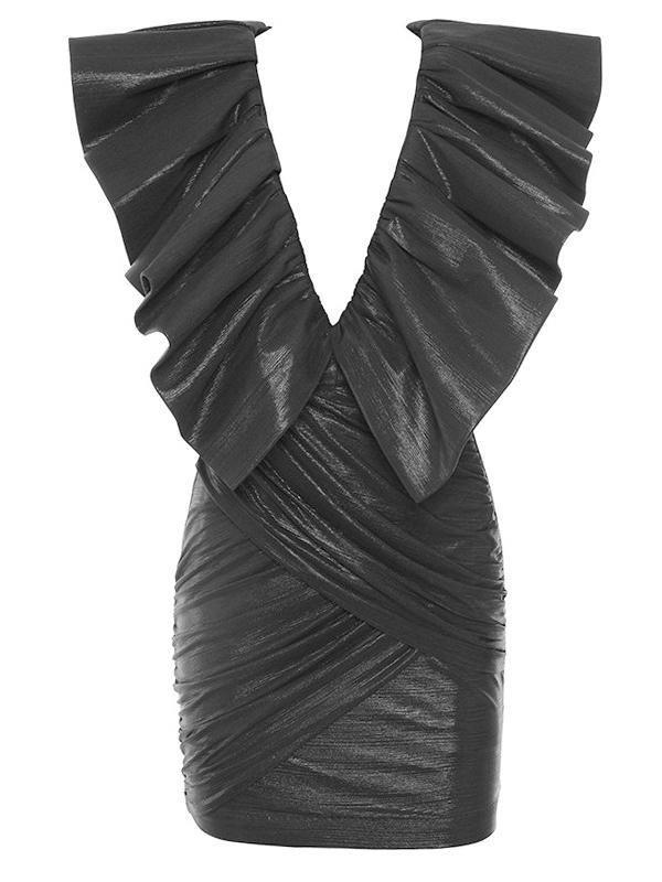 Black Sleeveless Ruffle Ruched Hip Slim Mini Dress - LuckyFash™