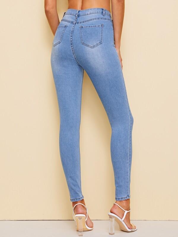 Bleach Wash High Waist High Stretch Skinny Jeans - LuckyFash™