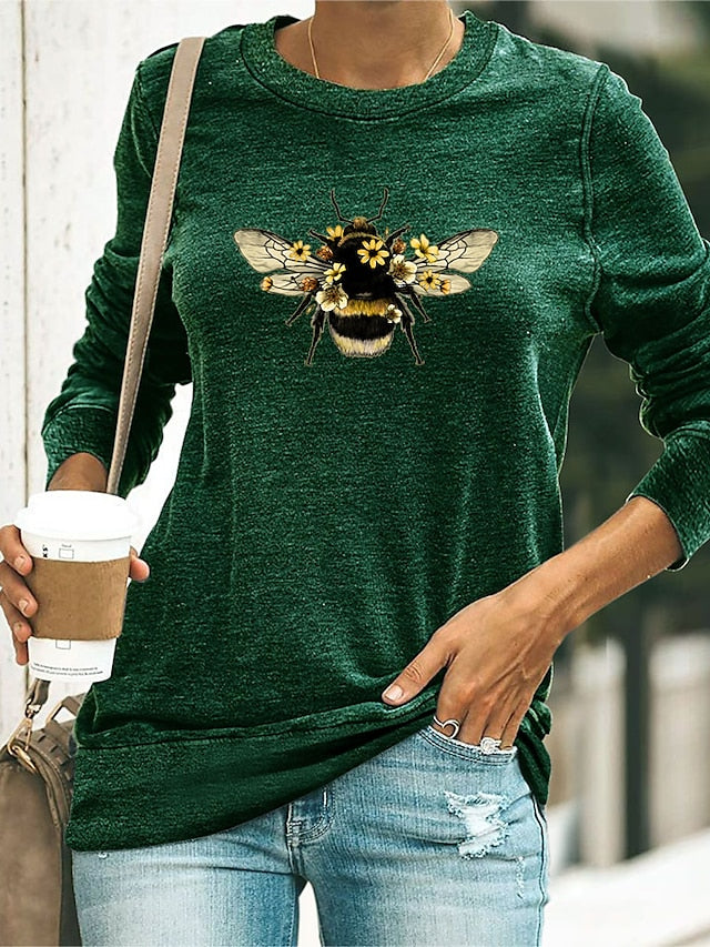 bees print o-neck casual t-shirt - LuckyFash™