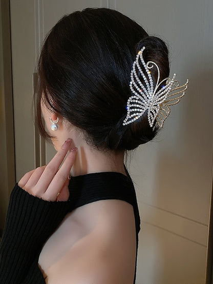 1pc Women's Girls' Hair Claws Butterfly Hair Claw Clip for Girls Extra Large Metal Claw Clips for Thick Hair Pretty Hair Clips 4.5 Inch Big Flower Tassel Claw Clip - LuckyFash™