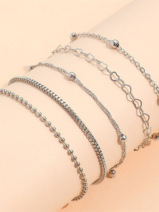 5pcs Women's Chain Bracelet Vintage Bracelet Thick Chain Fashion Punk Fashion Statement Simple Elegant Alloy Bracelet Jewelry Silver For Office Sport Gift Daily Date - LuckyFash™