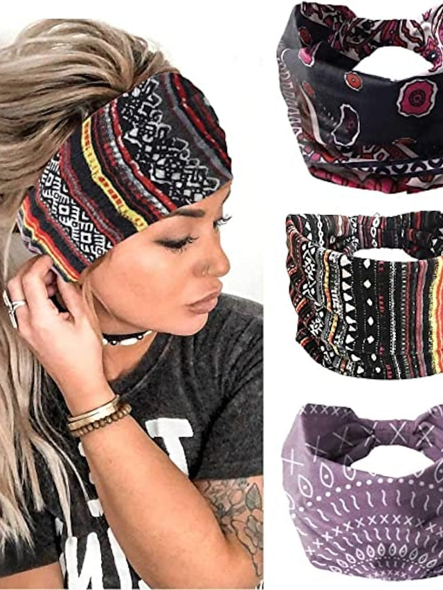 3 pcs Headbands Leopard Hair Bands Knoted Turban Headband Stretch Twist Head Wraps Stripe Cloth Head Bands for Women and Girls for Women - LuckyFash™