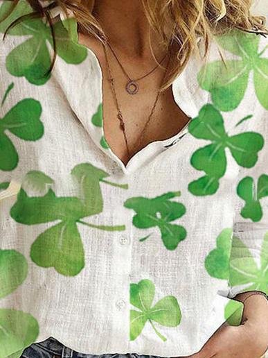 Casual And Comfortable Leaf Print Long Sleeve Blouses - LuckyFash™