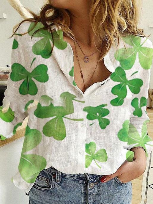 Casual And Comfortable Leaf Print Long Sleeve Blouses - LuckyFash™