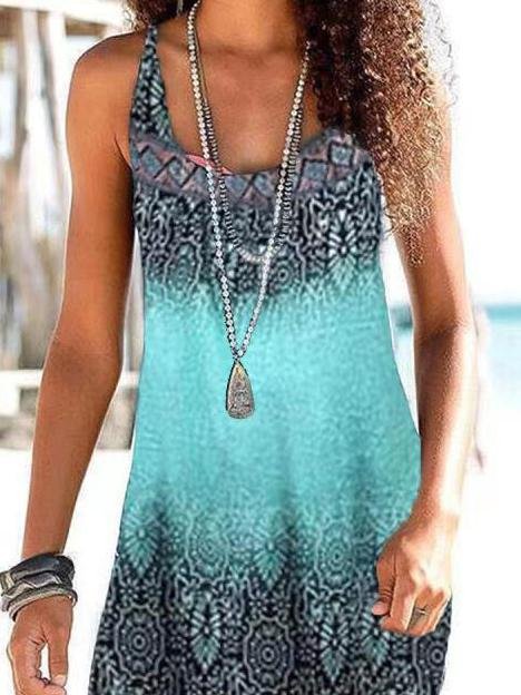 Casual Color-block Print Mini Dress - LuckyFash™
