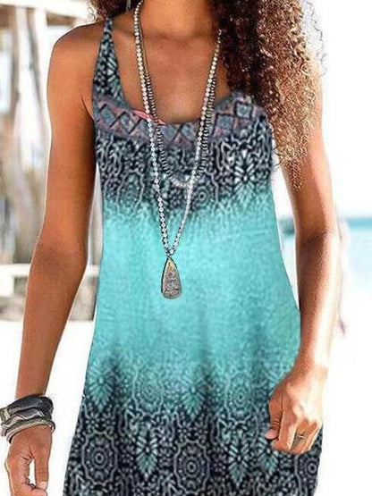 Casual Color-block Print Mini Dress - LuckyFash™