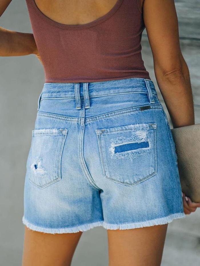 Casual High Waist Straight-leg Denim Shorts - LuckyFash™