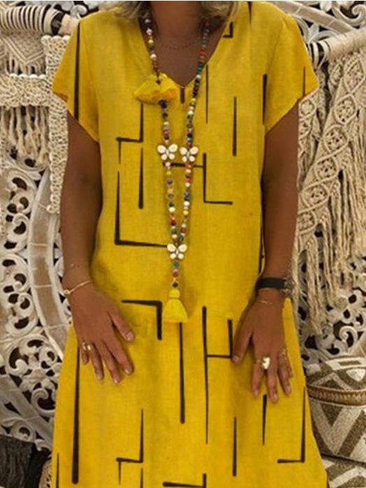Casual Plus Size V-neck Knee-length Dress - LuckyFash™