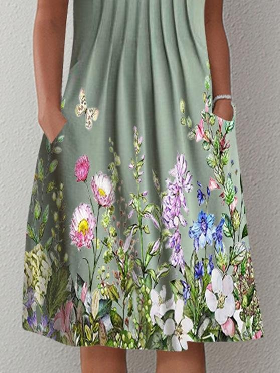 Casual Printed Floral Cutout V-Neck Dress - LuckyFash™