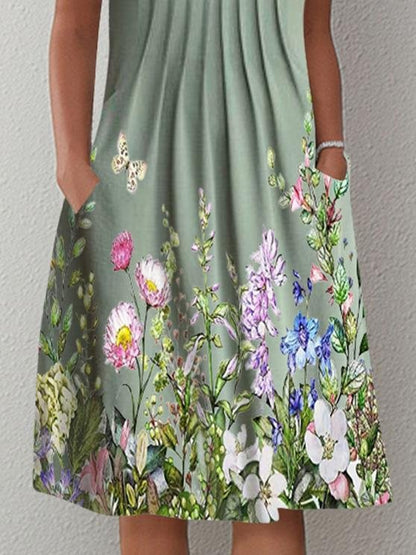 Casual Printed Floral Cutout V-Neck Dress - LuckyFash™