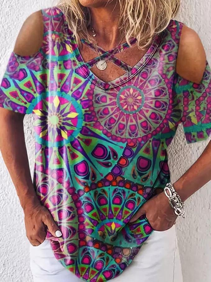 Casual Pullover Off-shoulder Short Sleeve T-shirt - LuckyFash™