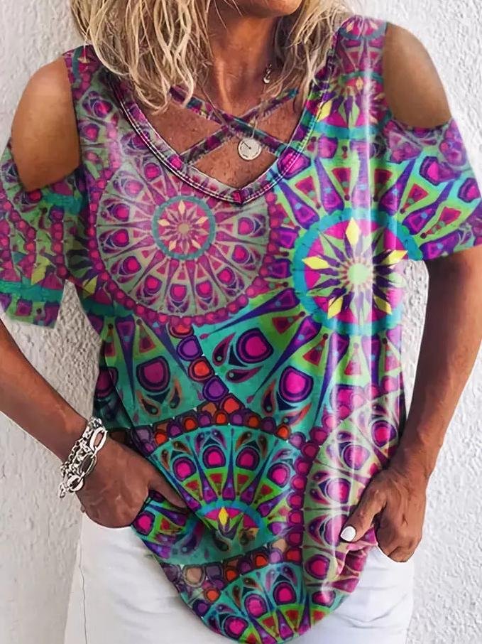 Casual Pullover Off-shoulder Short Sleeve T-shirt - LuckyFash™