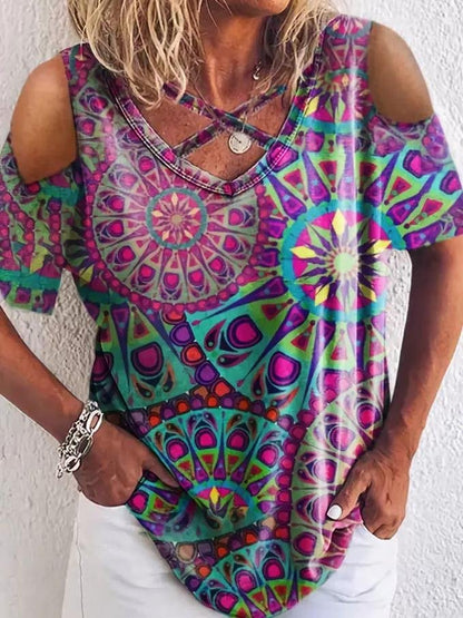Casual Pullover Off-shoulder Short Sleeve T-shirt - LuckyFash™
