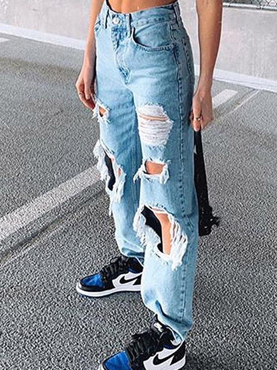 Casual Slim Fit Pocket Ripped Jeans - LuckyFash™