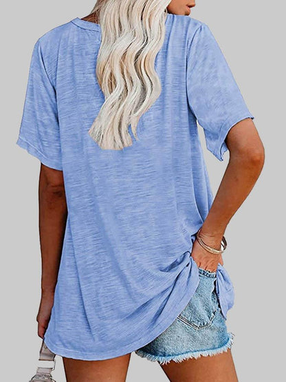 Casual Solid Color Mid-sleeved T-shirt - LuckyFash™