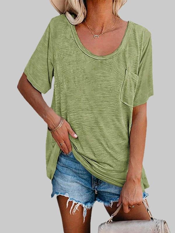 Casual Solid Color Mid-sleeved T-shirt - LuckyFash™