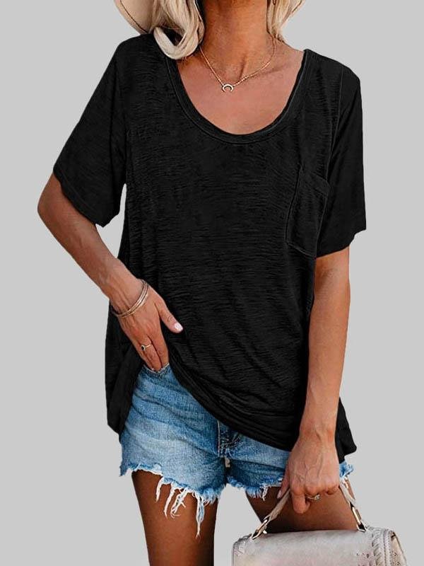 Casual Solid Color Mid-sleeved T-shirt - LuckyFash™