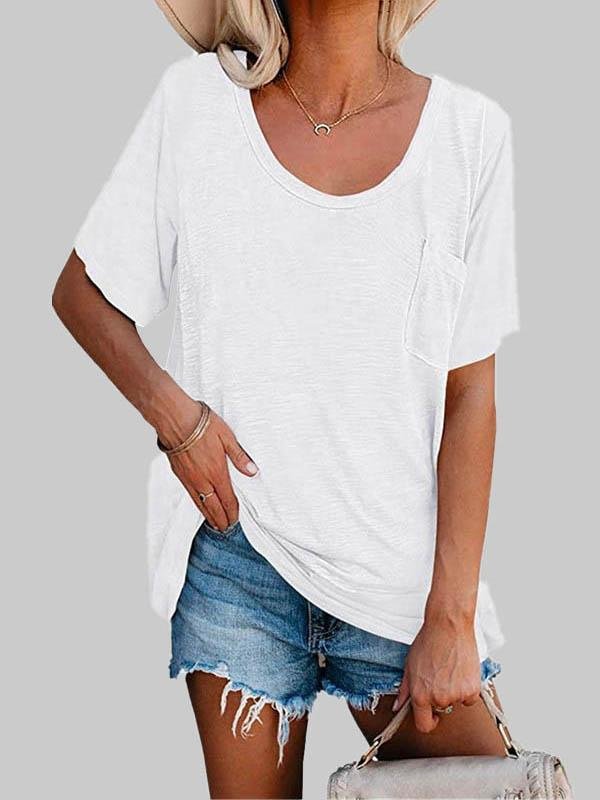 Casual Solid Color Mid-sleeved T-shirt - LuckyFash™