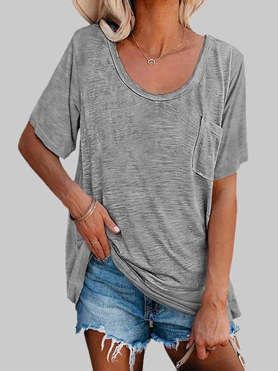 Casual Solid Color Mid-sleeved T-shirt - LuckyFash™